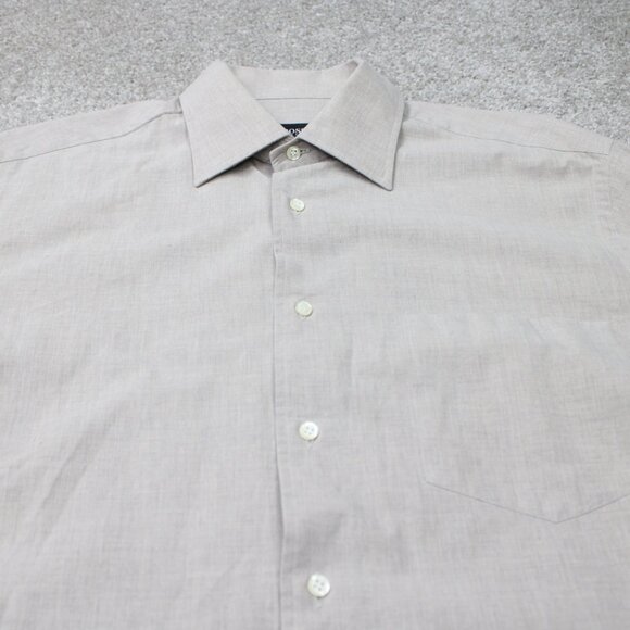 BOSS Hugo Boss Shirt Mens 16, 32/33 Beige 100% Cotton Long Sleeve Button Up - Picture 5 of 14